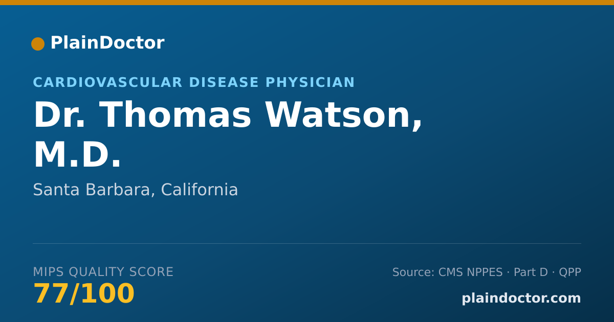 Shareable card for Thomas Watson, M.D. - Cardiovascular Disease Physician, Santa Barbara, CA