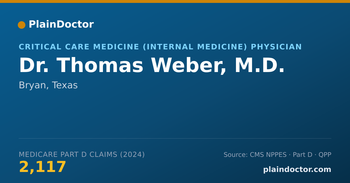 Shareable card for Thomas Weber, M.D. - Critical Care Medicine (Internal Medicine) Physician, Bryan, TX