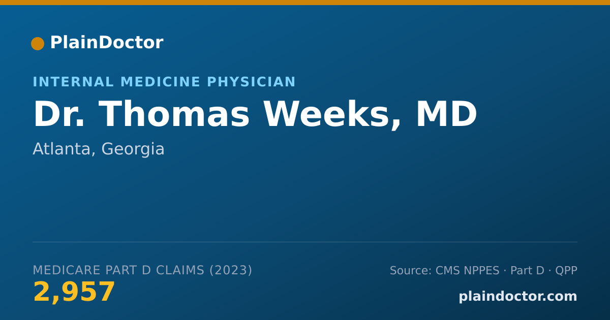 Shareable card for Thomas Weeks, MD - Internal Medicine Physician, Atlanta, GA