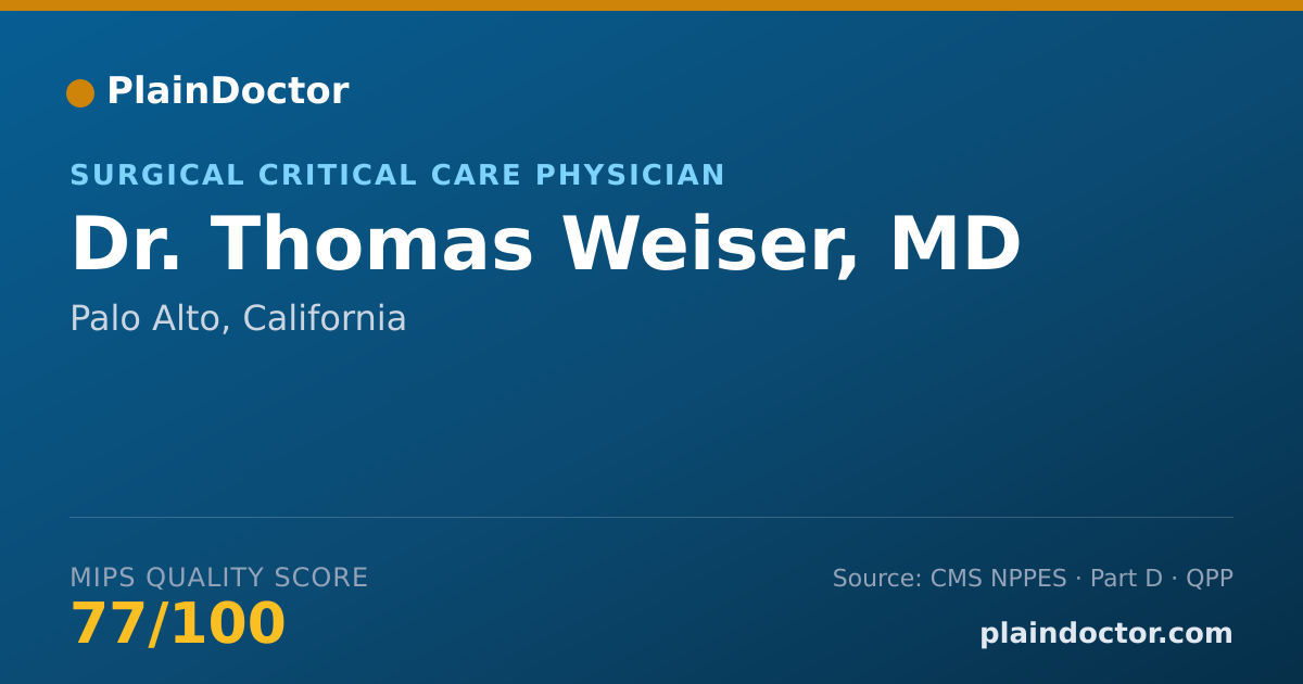 Shareable card for Thomas Weiser, MD - Surgery Physician, Palo Alto, CA