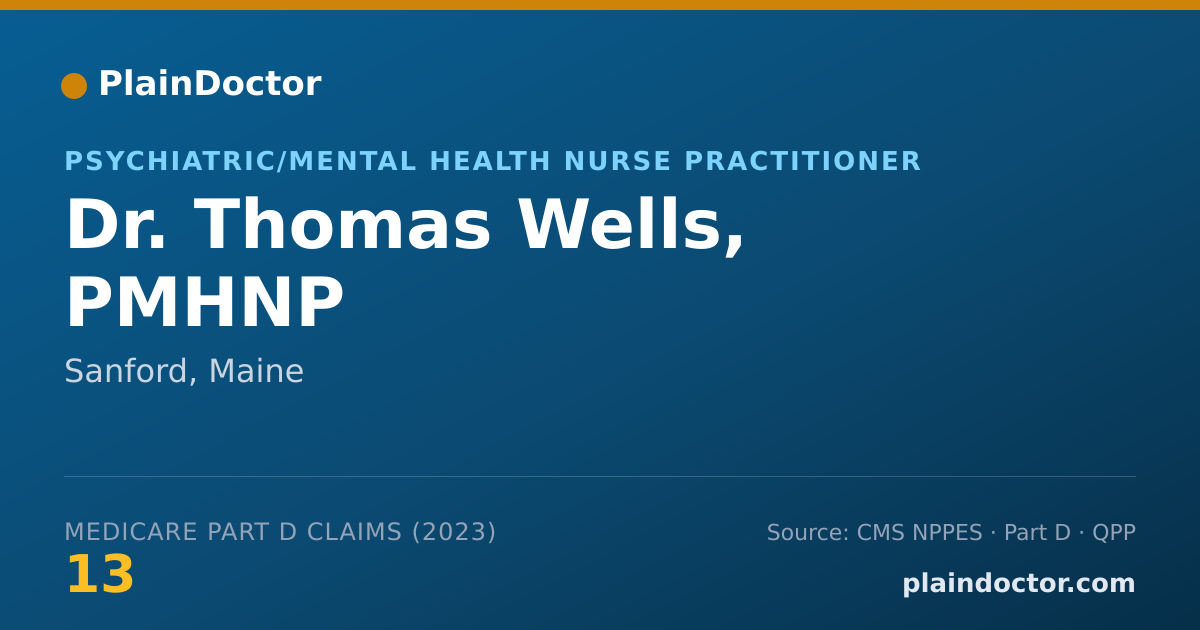 Shareable card for Thomas Wells, PMHNP - Psychiatric/Mental Health Nurse Practitioner, Sanford, ME