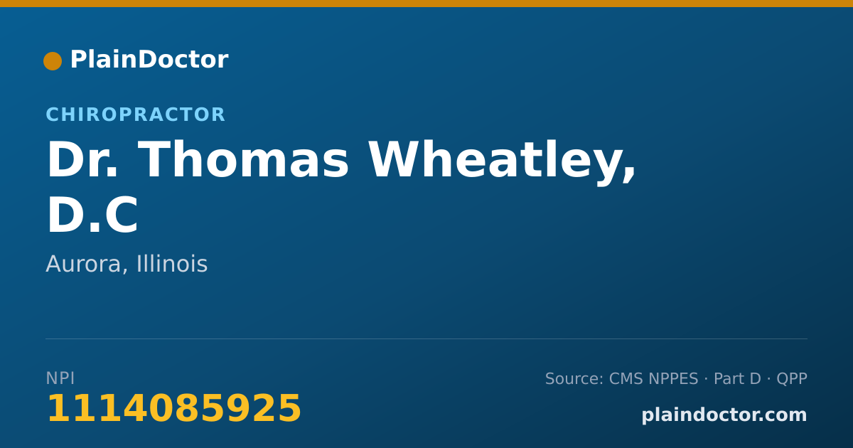Shareable card for Thomas Wheatley, D.C - Chiropractor, Aurora, IL