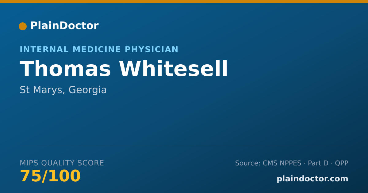 Shareable card for Thomas Whitesell - Internal Medicine Physician, St Marys, GA