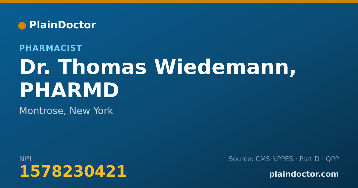 Shareable card for Thomas Wiedemann, PHARMD - Pharmacist, Montrose, NY