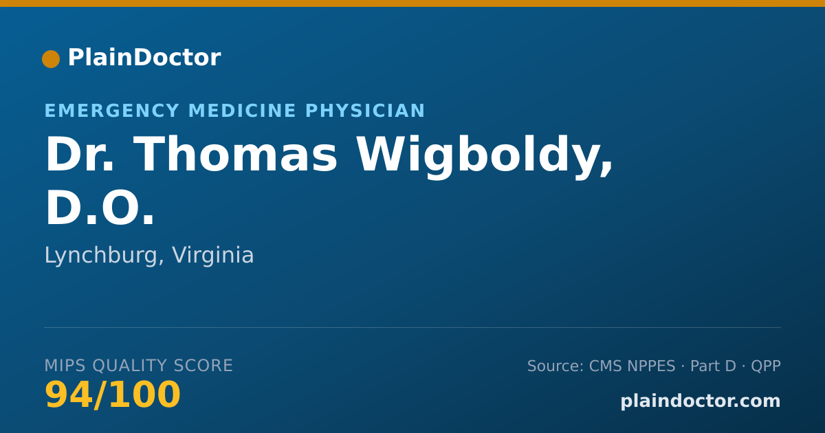 Shareable card for Thomas Wigboldy, D.O. - Emergency Medicine Physician, Lynchburg, VA