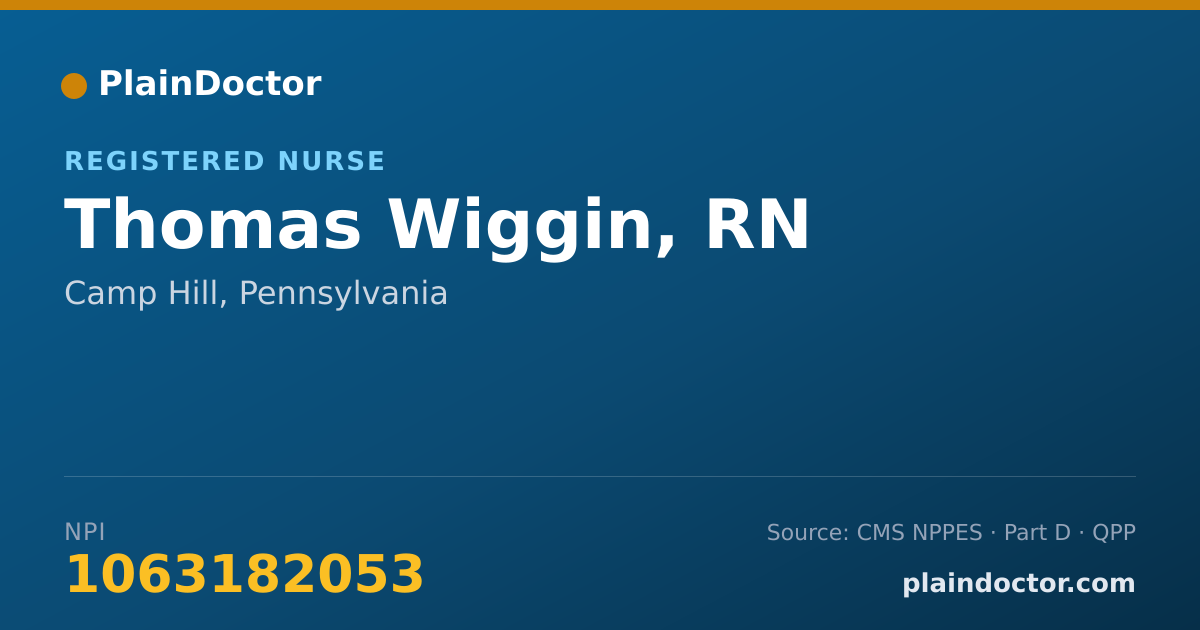Shareable card for Thomas Wiggin, RN - Registered Nurse, Camp Hill, PA