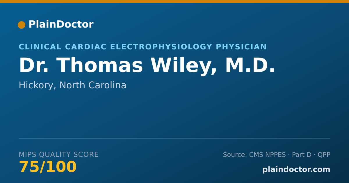 Shareable card for Thomas Wiley, M.D. - Clinical Cardiac Electrophysiology Physician, Hickory, NC