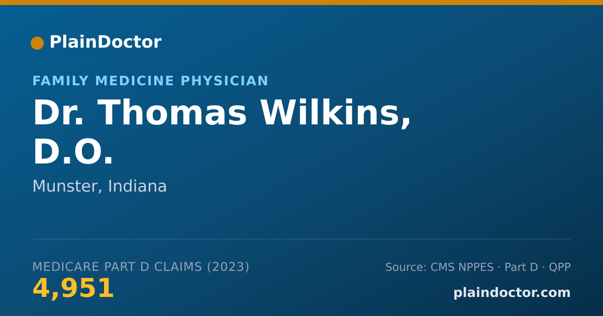 Shareable card for Thomas Wilkins, D.O. - Family Medicine Physician, Munster, IN