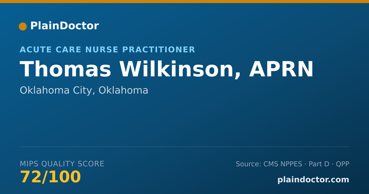 Shareable card for Thomas Wilkinson, APRN - Adult Health Nurse Practitioner, Oklahoma City, OK