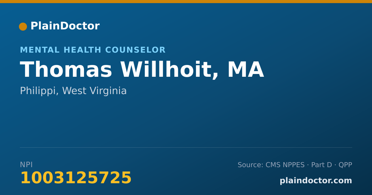 Shareable card for Thomas Willhoit, MA - Mental Health Counselor, Philippi, WV
