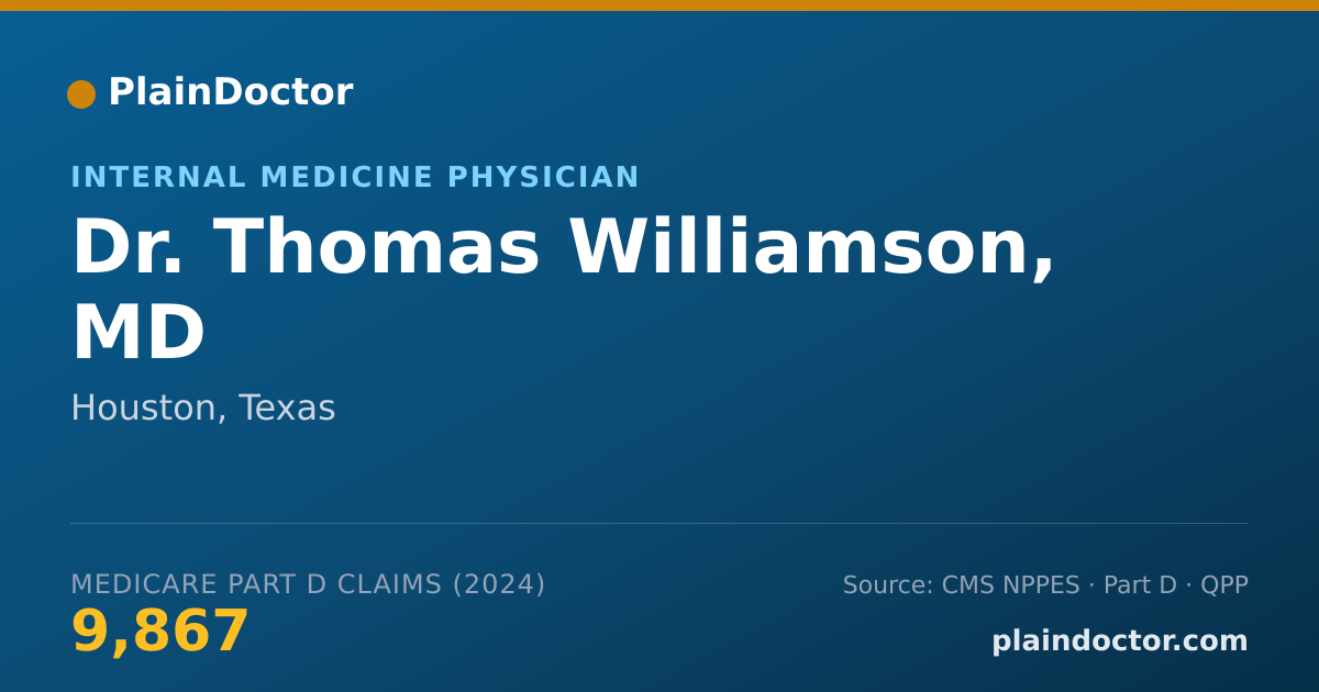 Shareable card for Thomas Williamson, MD - Internal Medicine Physician, Houston, TX