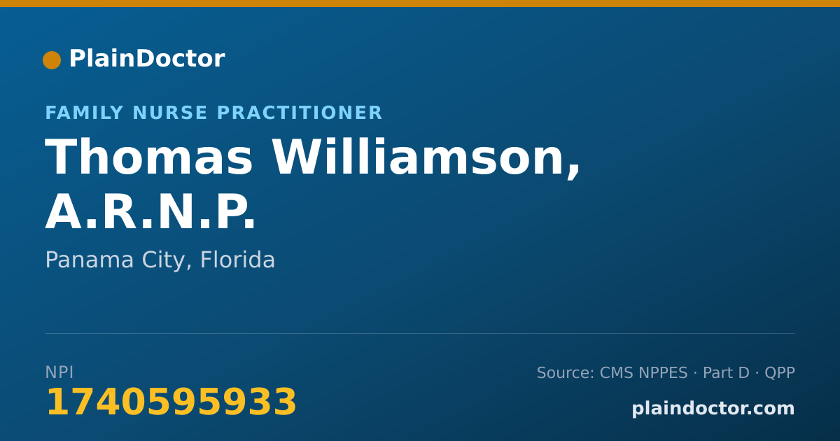 Shareable card for Thomas Williamson, A.R.N.P. - Family Nurse Practitioner, Panama City, FL