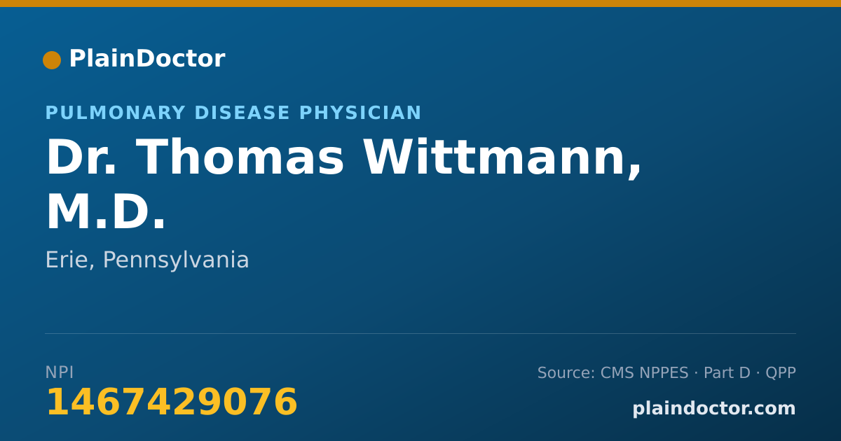 Shareable card for Thomas Wittmann, M.D. - Critical Care Medicine (Internal Medicine) Physician, Erie, PA