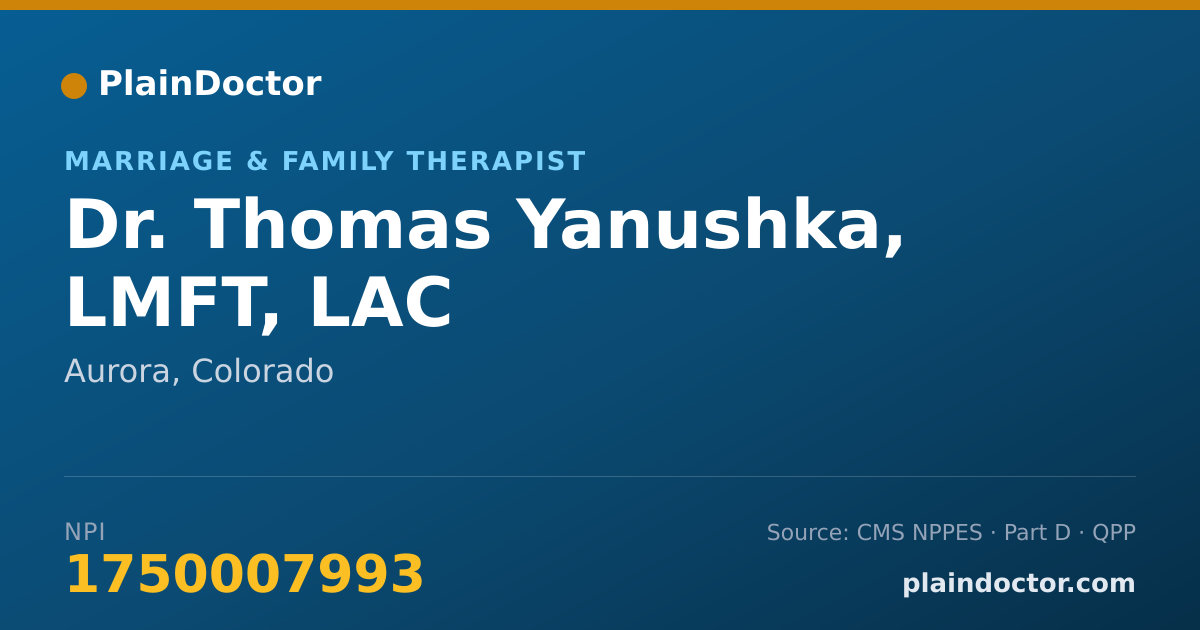 Shareable card for Thomas Yanushka, LMFT, LAC - Marriage & Family Therapist, Aurora, CO