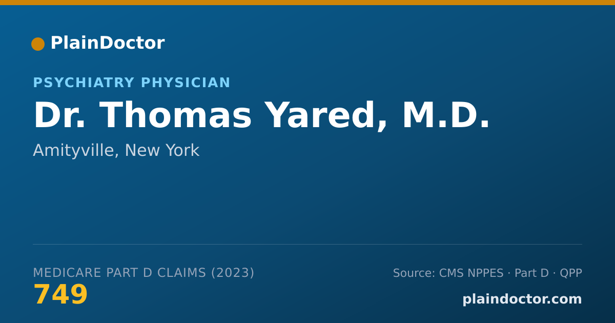 Shareable card for Thomas Yared, M.D. - Psychiatry Physician, Amityville, NY
