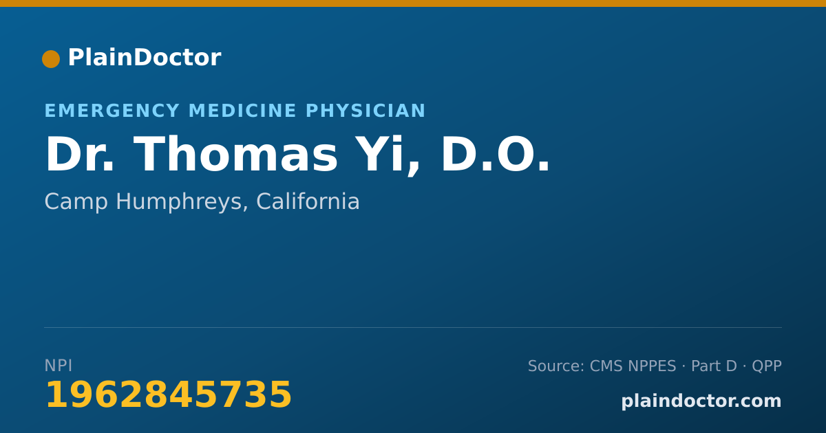 Shareable card for Thomas Yi, D.O. - Emergency Medicine Physician, Camp Humphreys, CA