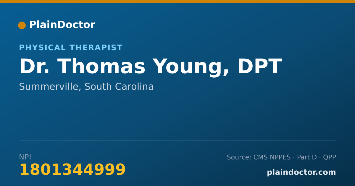 Shareable card for Thomas Young, DPT - Physical Therapist, Summerville, SC