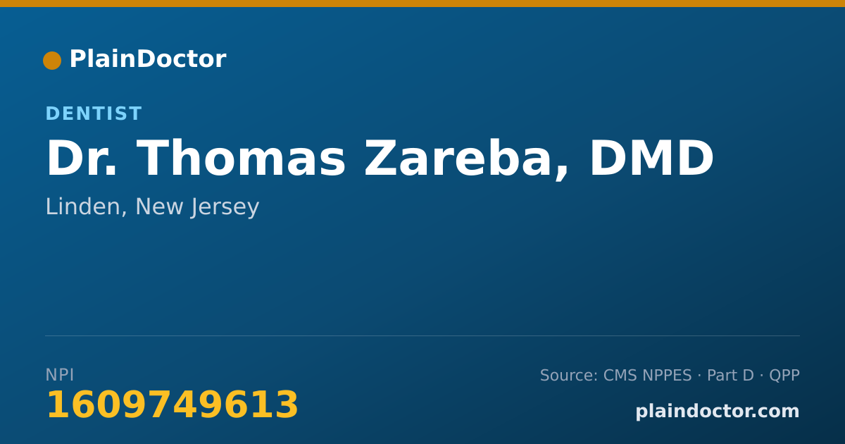 Shareable card for Thomas Zareba, DMD - Dentist, Linden, NJ