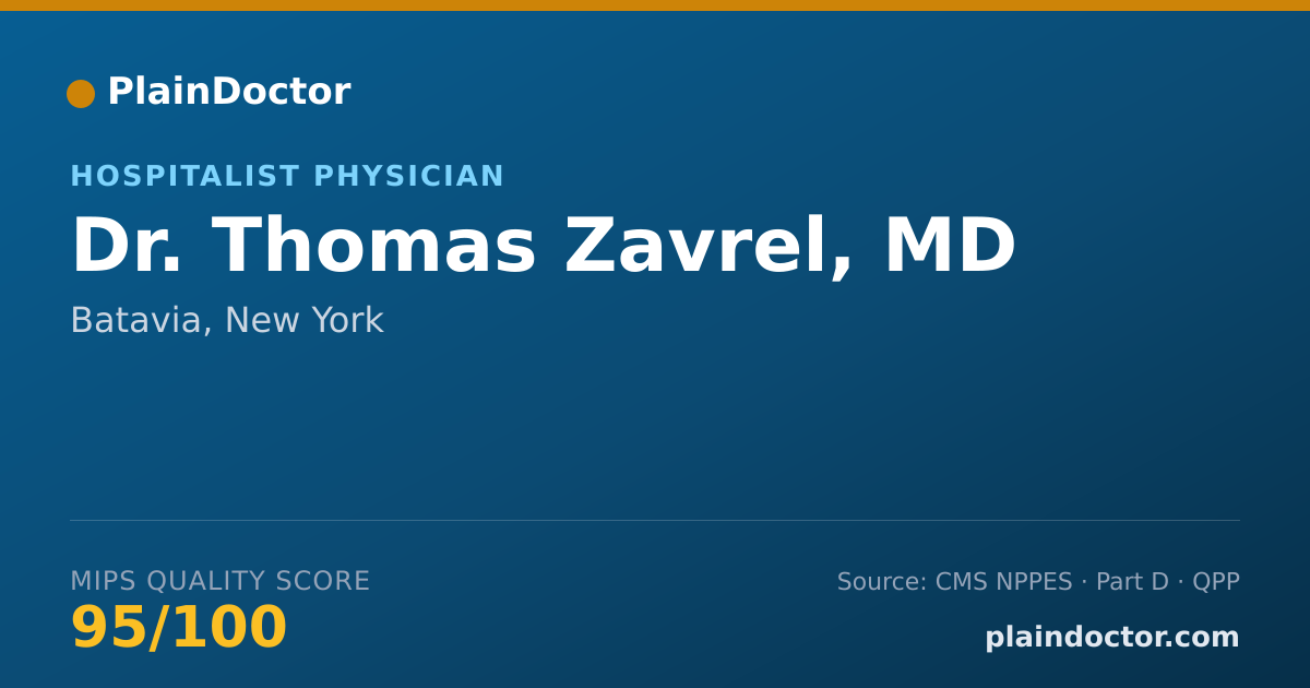 Shareable card for Thomas Zavrel, MD - Hospitalist Physician, Batavia, NY