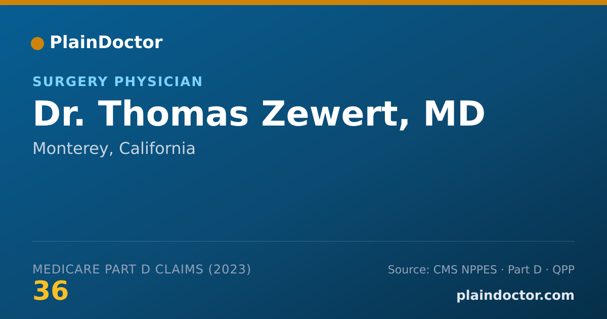 Shareable card for Thomas Zewert, MD - Surgery Physician, Monterey, CA