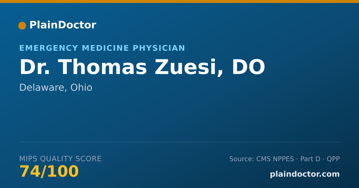 Shareable card for Thomas Zuesi, DO - Emergency Medicine Physician, Delaware, OH