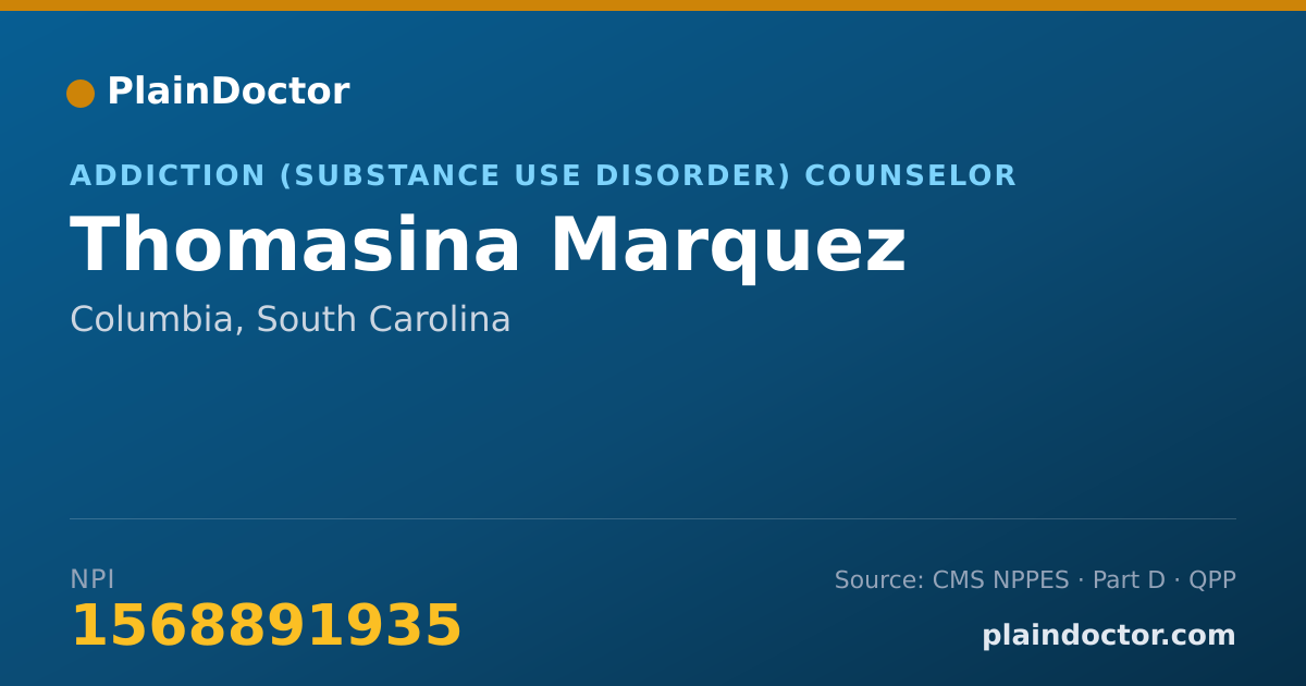 Shareable card for Thomasina Marquez - Addiction (Substance Use Disorder) Counselor, Columbia, SC
