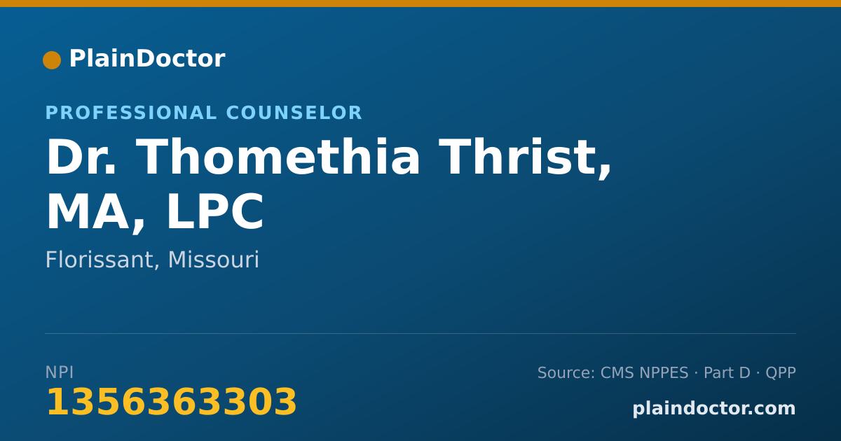 Shareable card for Thomethia Thrist, MA, LPC - Professional Counselor, Florissant, MO