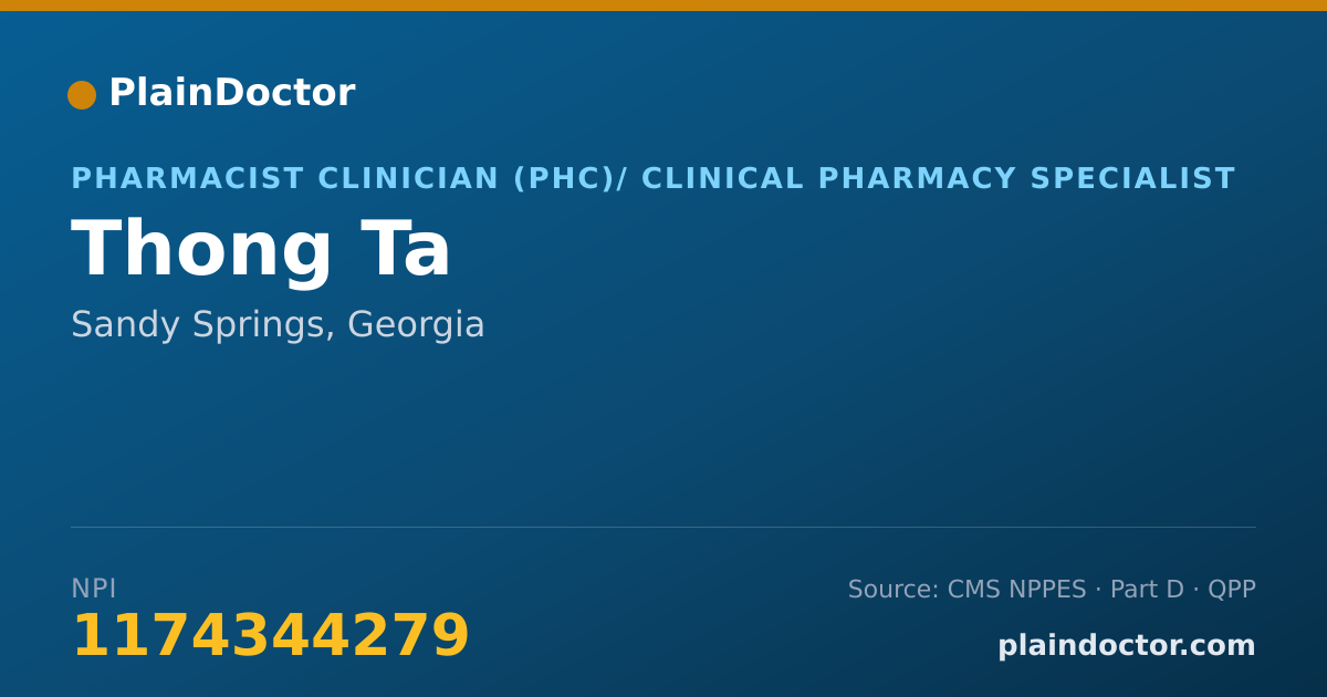 Shareable card for Thong Ta - Pharmacist Clinician (PhC)/ Clinical Pharmacy Specialist, Sandy Springs, GA