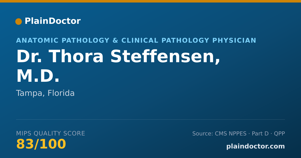 Shareable card for Thora Steffensen, M.D. - Anatomic Pathology & Clinical Pathology Physician, Tampa, FL