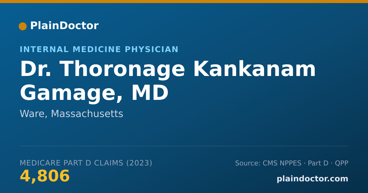 Shareable card for Thoronage Kankanam Gamage, MD - Internal Medicine Physician, Ware, MA