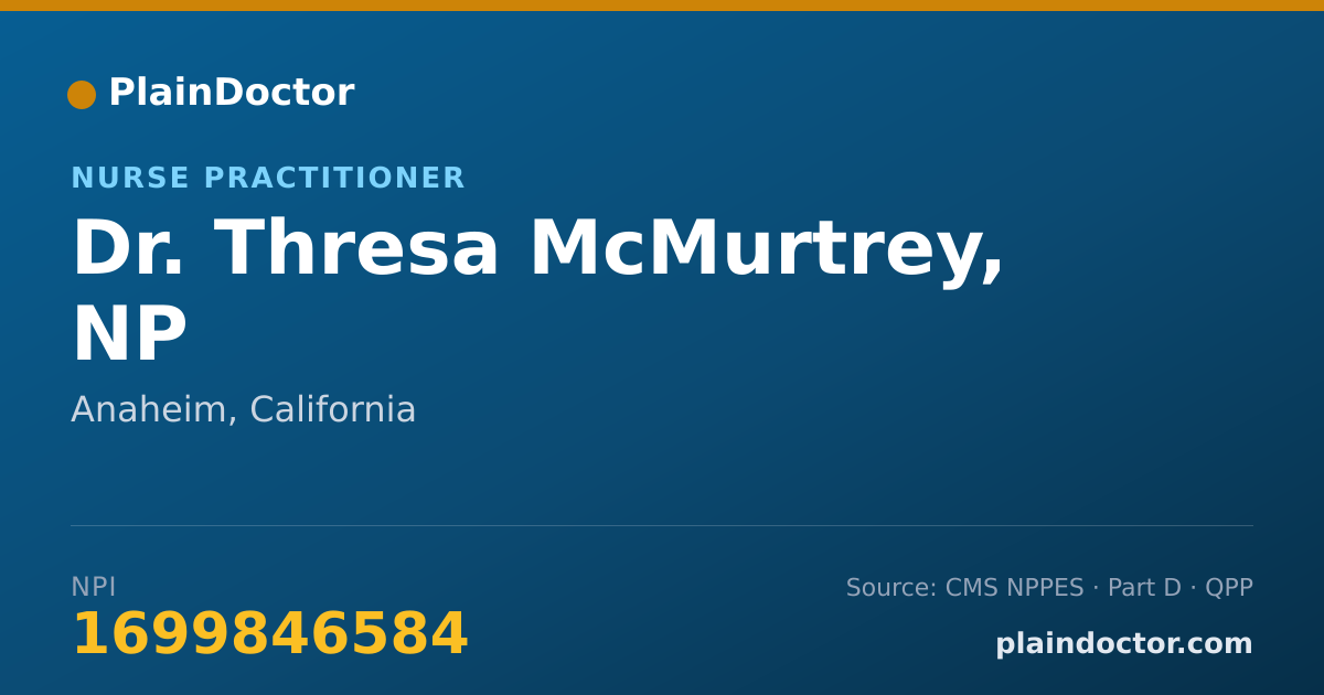 Shareable card for Thresa McMurtrey, NP - Nurse Practitioner, Anaheim, CA