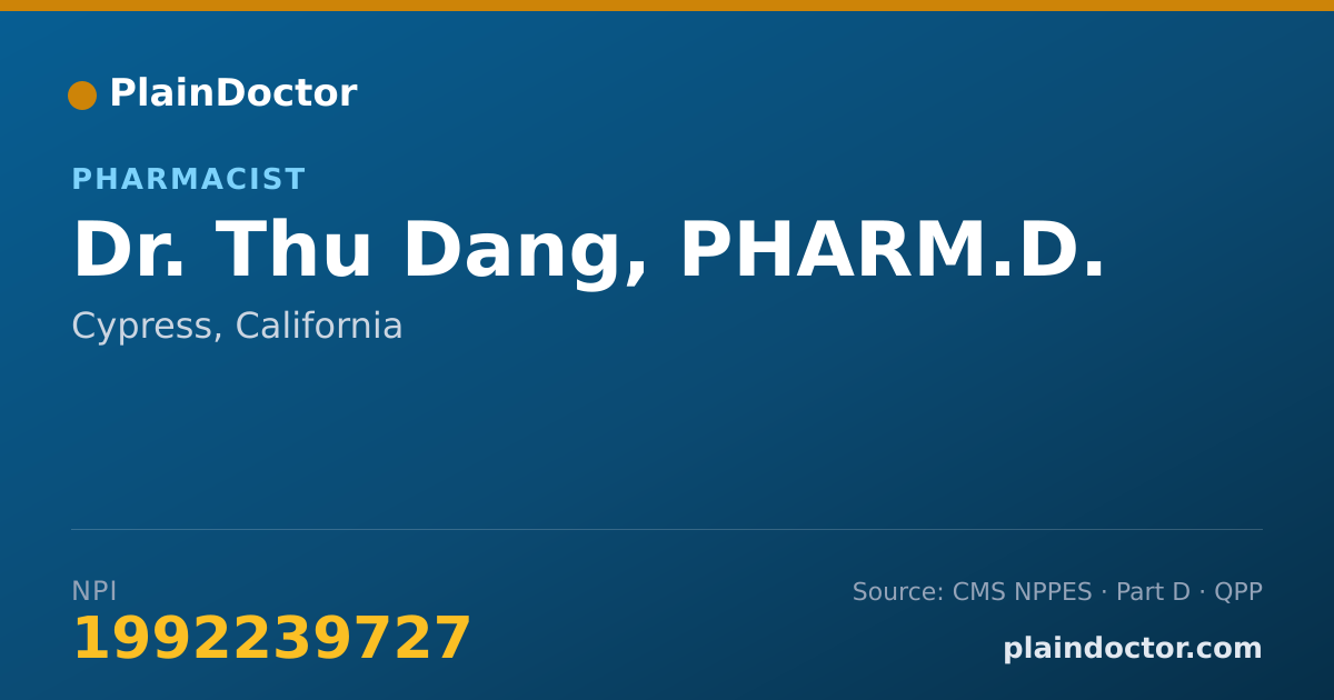 Shareable card for Thu Dang, PHARM.D. - Pharmacist, Cypress, CA