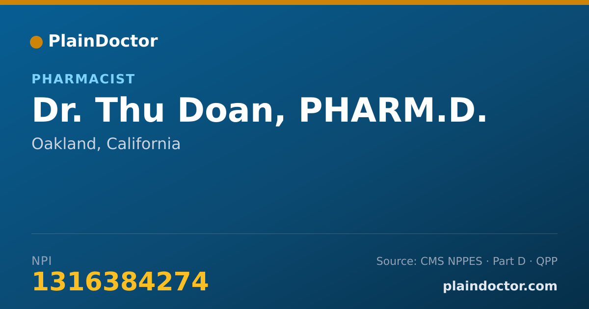 Shareable card for Thu Doan, PHARM.D. - Pharmacist, Oakland, CA