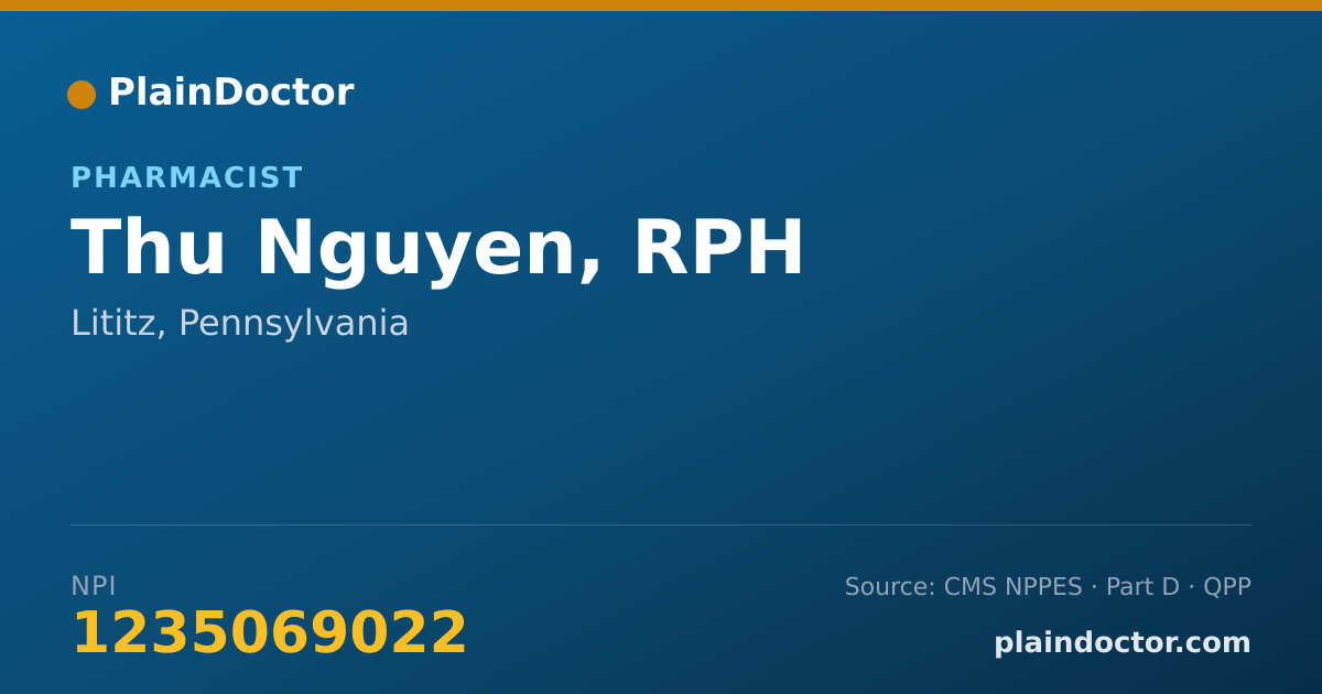Shareable card for Thu Nguyen, RPH - Pharmacist, Lititz, PA