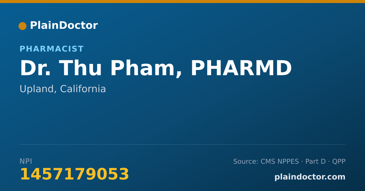 Shareable card for Thu Pham, PHARMD - Pharmacist, Upland, CA