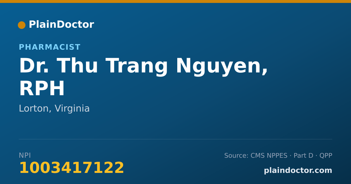 Shareable card for Thu Trang Nguyen, RPH - Pharmacist, Lorton, VA