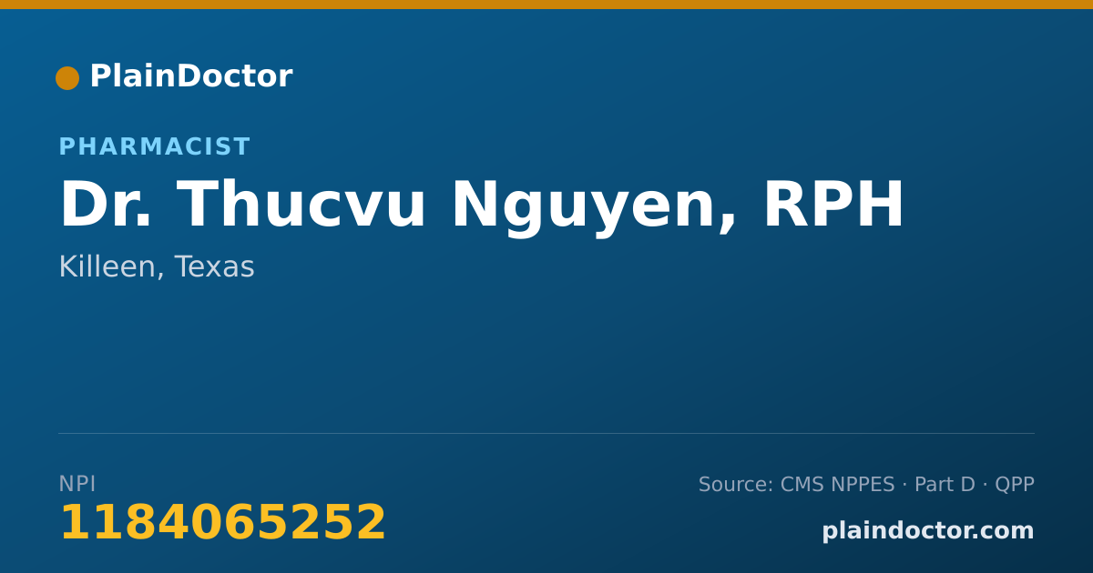 Shareable card for Thucvu Nguyen, RPH - Pharmacist, Killeen, TX