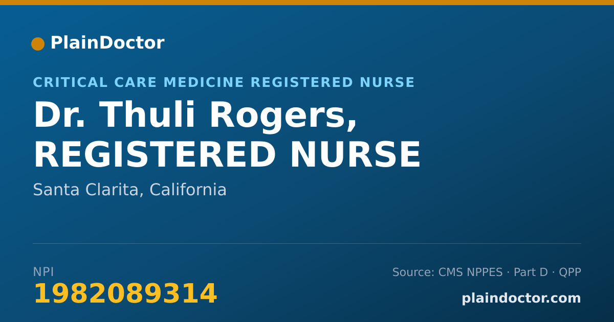 Shareable card for Thuli Rogers, REGISTERED NURSE - Critical Care Medicine Registered Nurse, Santa Clarita, CA