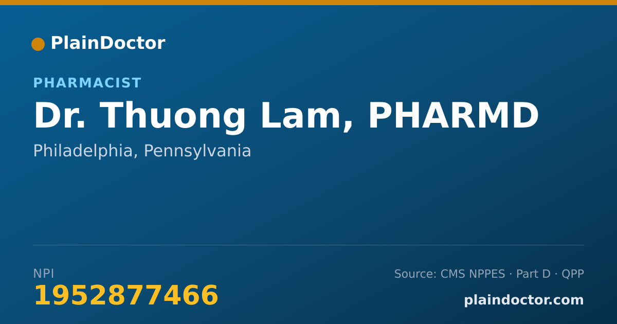Shareable card for Thuong Lam, PHARMD - Pharmacist, Philadelphia, PA
