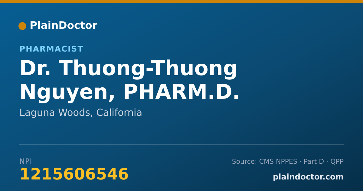 Shareable card for Thuong-Thuong Nguyen, PHARM.D. - Pharmacist, Laguna Woods, CA