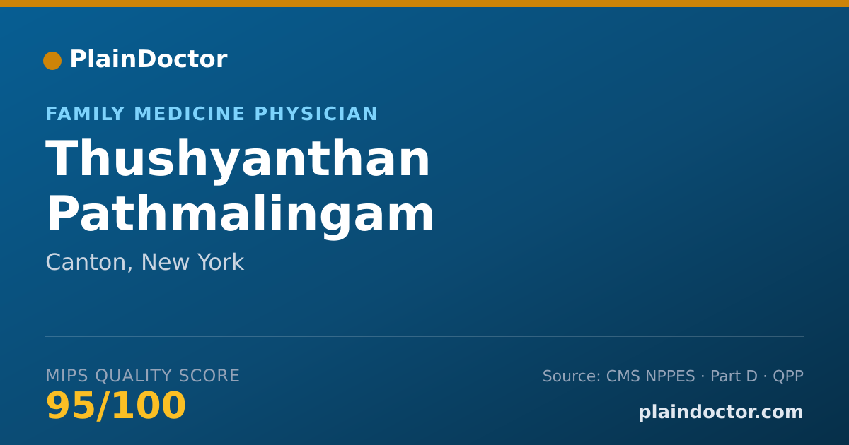 Shareable card for Thushyanthan Pathmalingam - Family Medicine Physician, Canton, NY