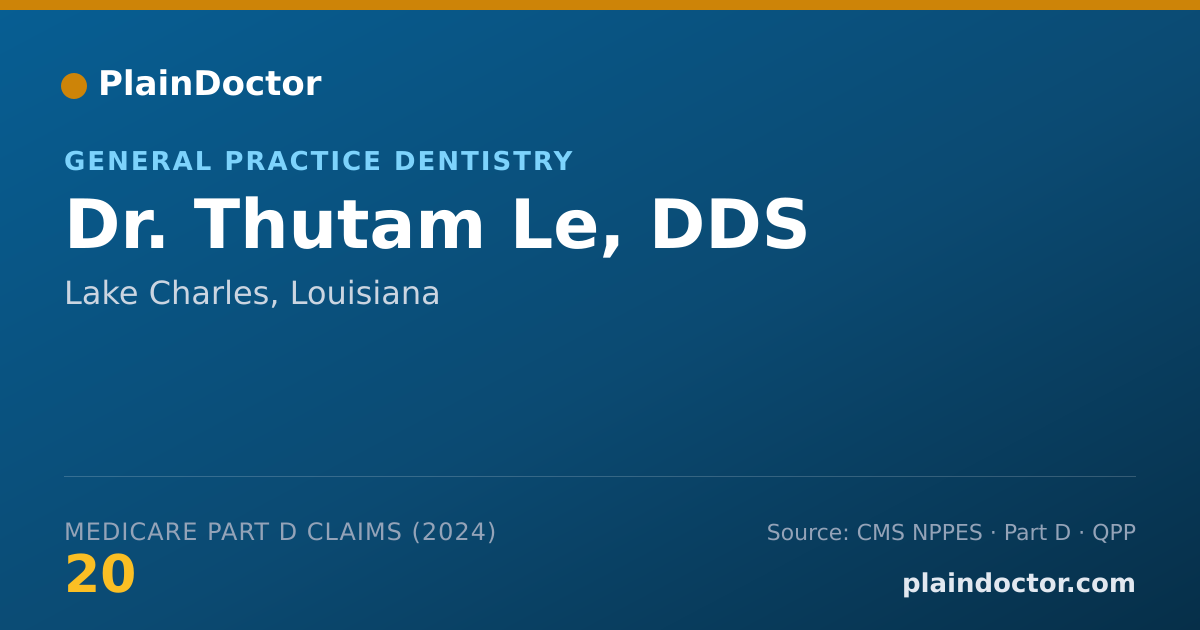 Shareable card for Thutam Le, DDS - General Practice Dentistry, Lake Charles, LA