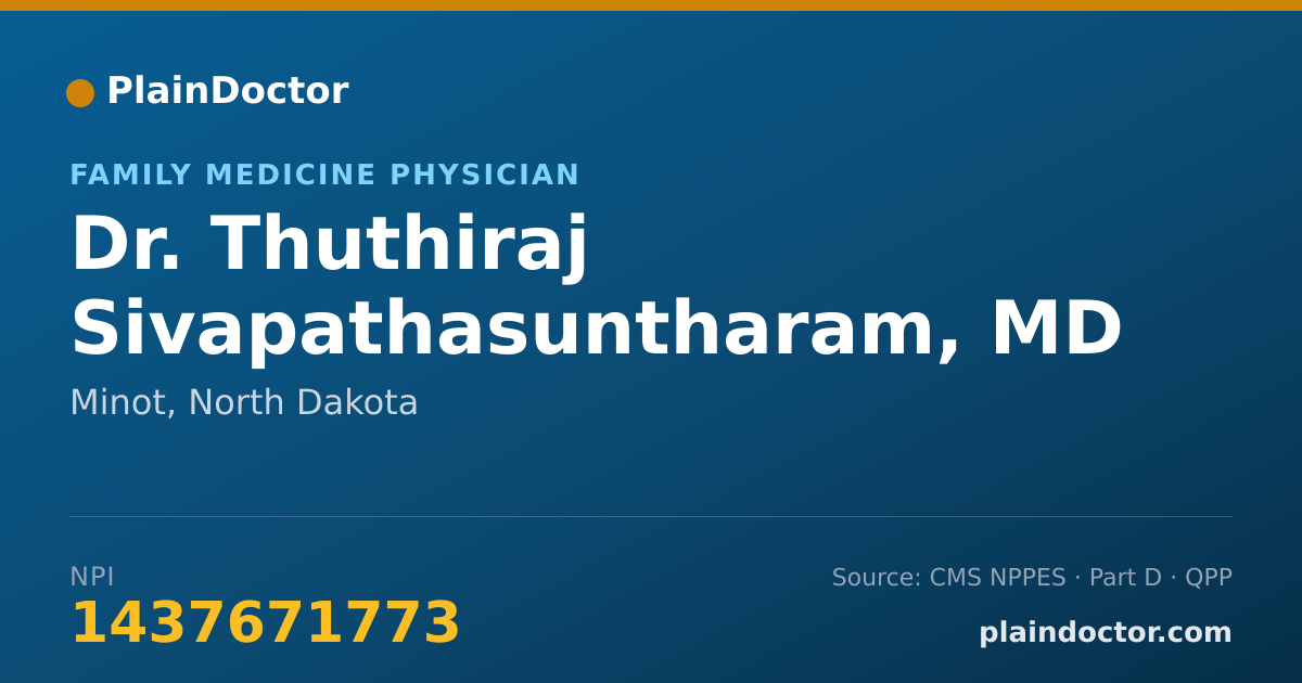 Shareable card for Thuthiraj Sivapathasuntharam, MD - Family Medicine Physician, Minot, ND