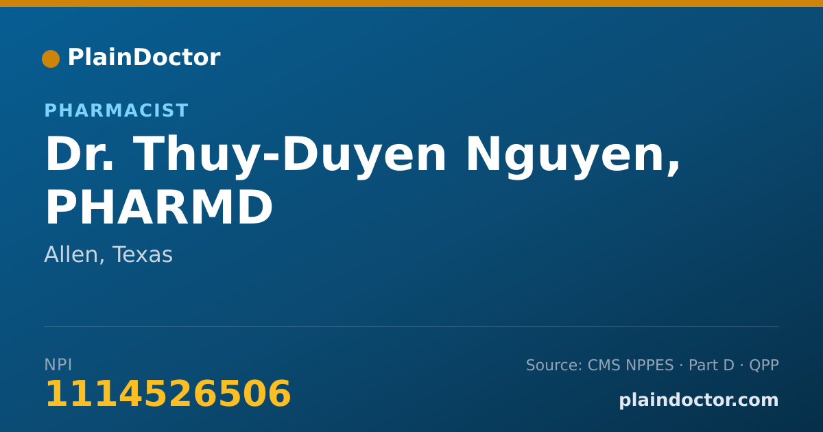 Shareable card for Thuy-Duyen Nguyen, PHARMD - Pharmacist, Allen, TX