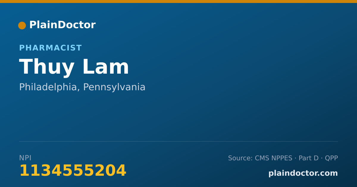 Shareable card for Thuy Lam - Pharmacist, Philadelphia, PA