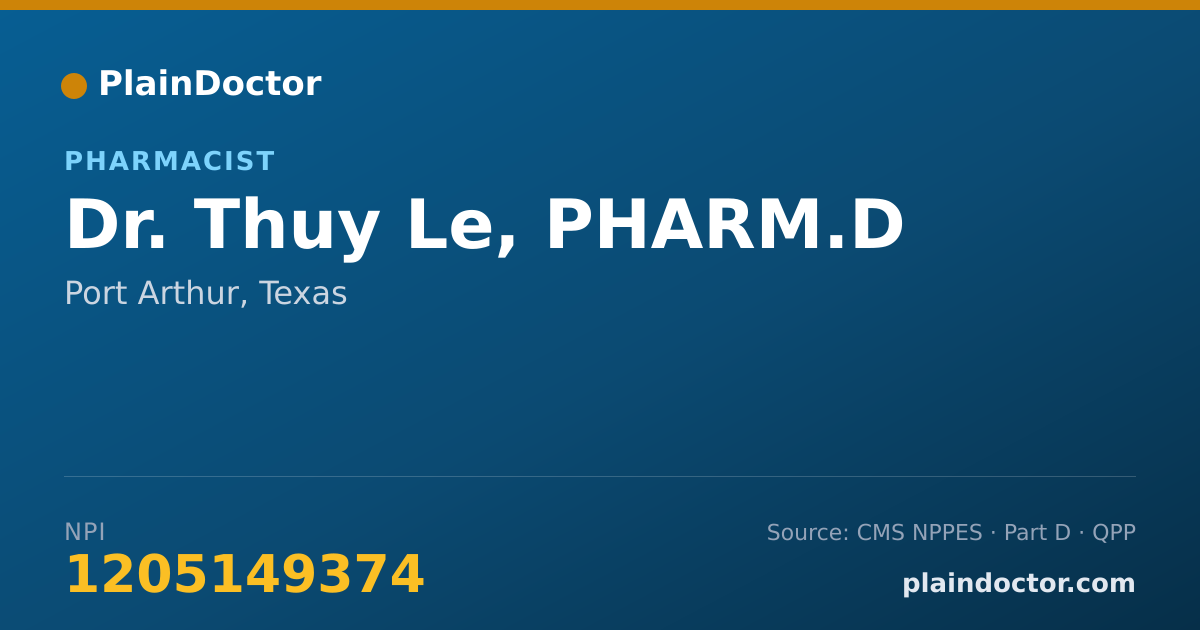 Shareable card for Thuy Le, PHARM.D - Pharmacist, Port Arthur, TX