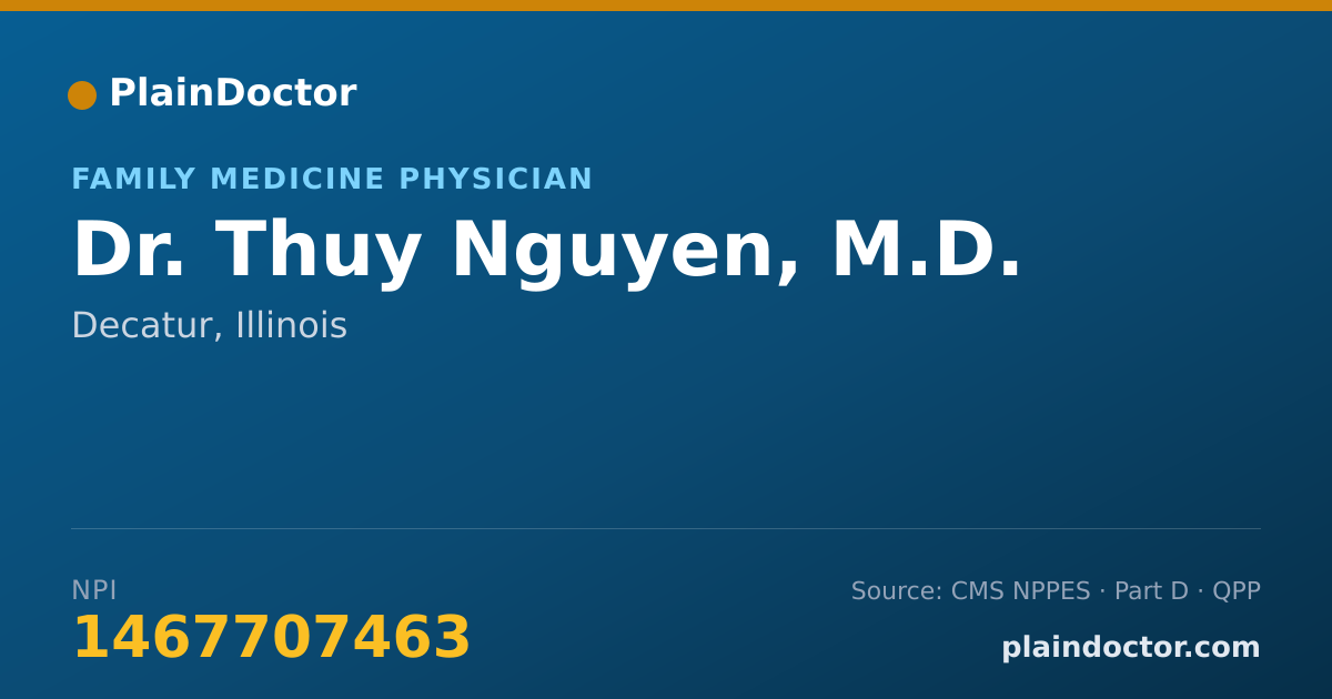 Shareable card for Thuy Nguyen, M.D. - Family Medicine Physician, Decatur, IL