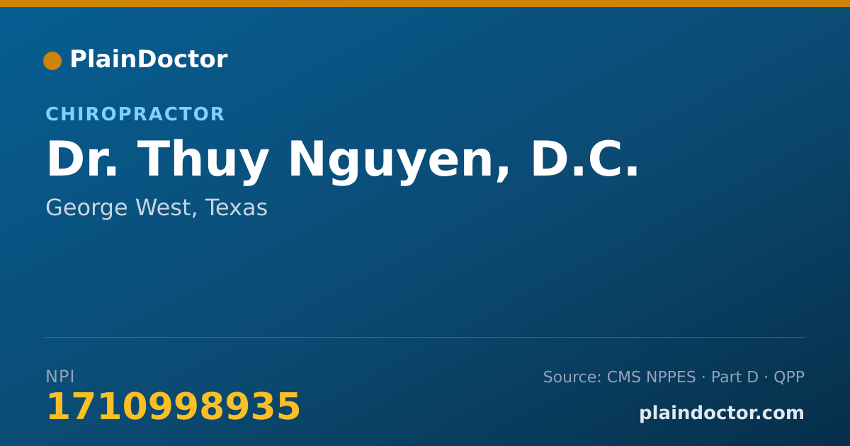 Shareable card for Thuy Nguyen, D.C. - Chiropractor, George West, TX