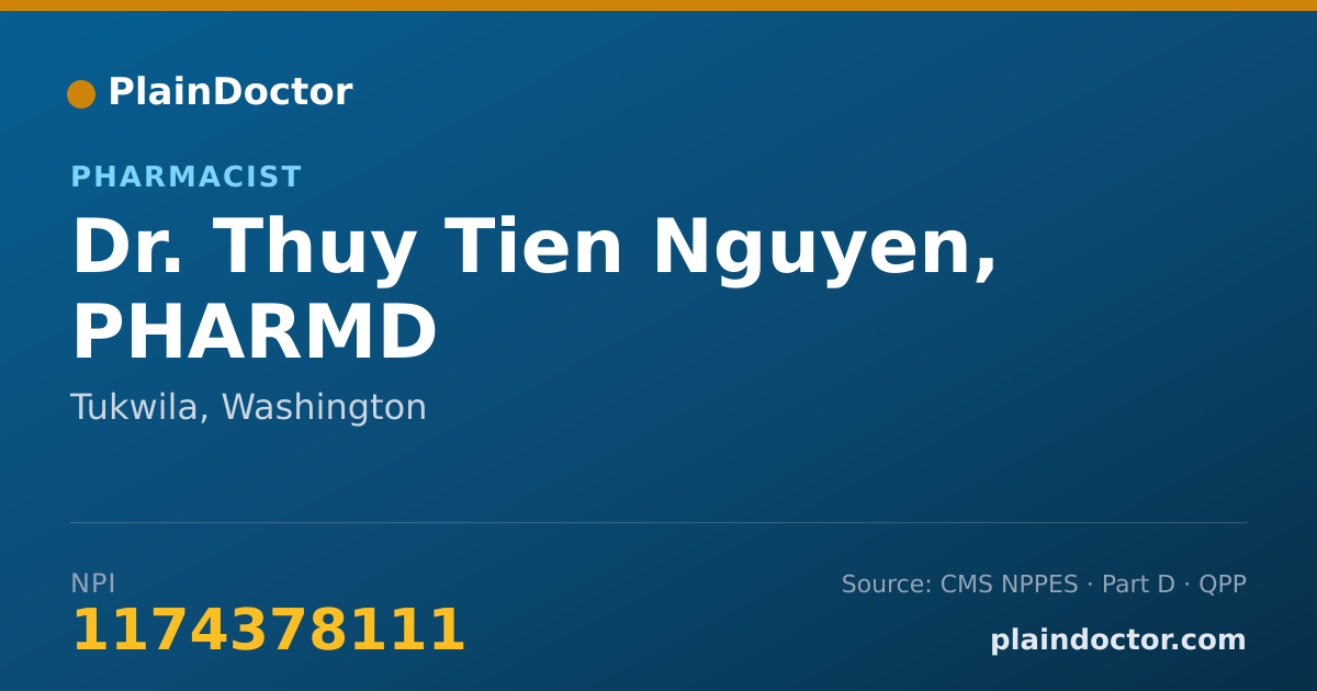 Shareable card for Thuy Tien Nguyen, PHARMD - Pharmacist, Tukwila, WA