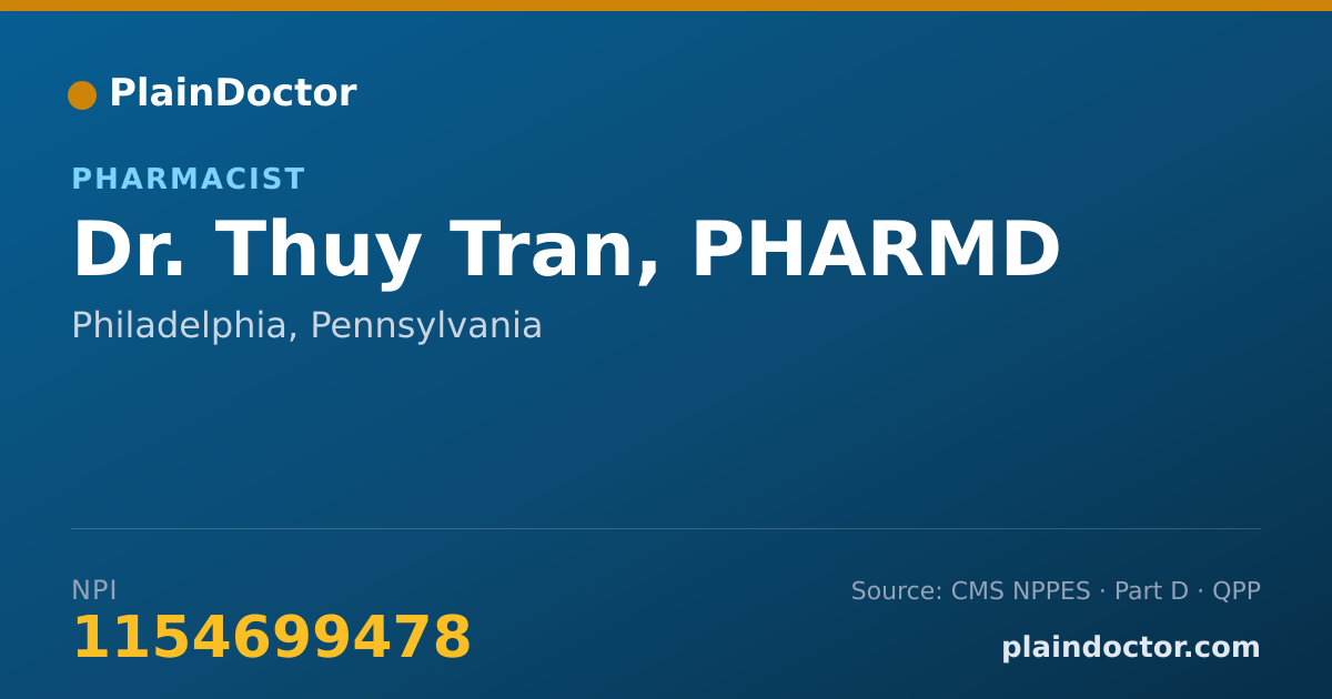 Shareable card for Thuy Tran, PHARMD - Pharmacist, Philadelphia, PA
